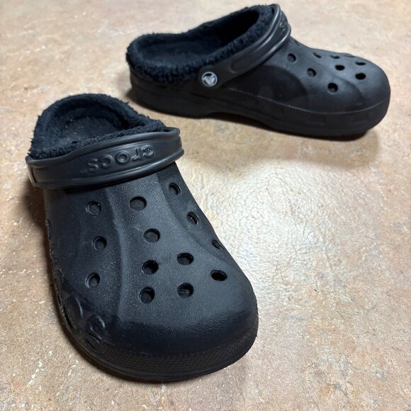 Crocs Baya Lined Clog Black Warm Fuzzy Lining Slip-On Casual Shoes 6 M 8 W - Picture 2 of 10